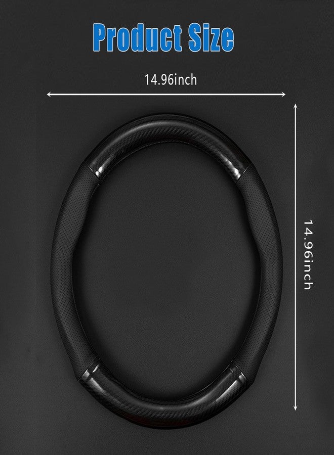 gunhunt 1 Pack Car Breathable Steering Wheel Cover, Carbon Fiber Non-Slip Steering Wheel Protector, Wear -Resistant Steering Wheel Sleeve, Four Seasons Universal Steering Wheel Set (Black #Circular) - Image 2