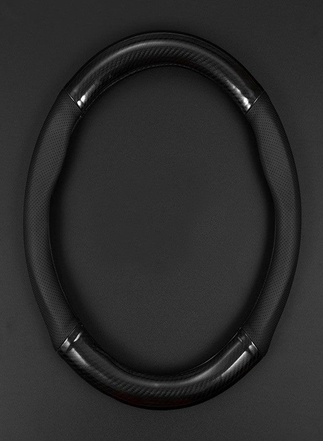 gunhunt 1 Pack Car Breathable Steering Wheel Cover, Carbon Fiber Non-Slip Steering Wheel Protector, Wear -Resistant Steering Wheel Sleeve, Four Seasons Universal Steering Wheel Set (Black #Circular) - Image 1