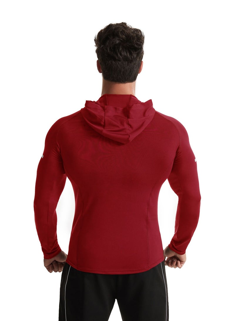 Men Quick Dry Breathable Sports Long Sleeve T-Shirt Red - Image 3