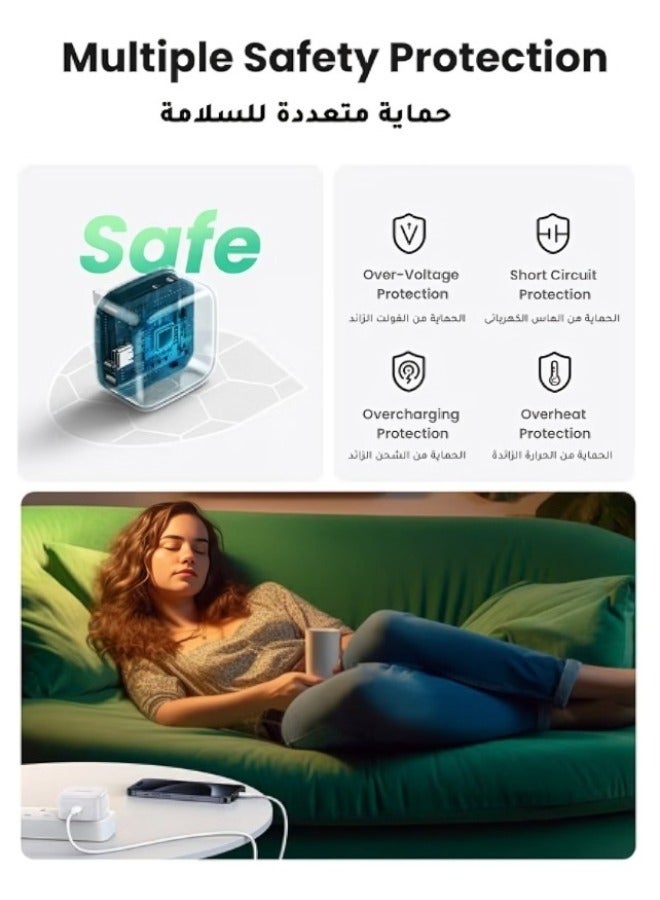 Type C Fish iPhone Fast Charger 20W PD Wall Charger for iPhone 15/15 Plus/15 Pro/15 Pro Max/14 Pro/14 Pro Max/14/11/12/13 iPad iPad Mini/iPad Pro - White - Image 4