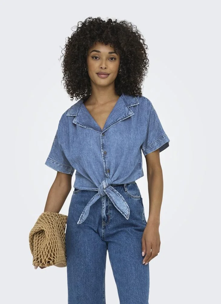 ONLY Knot Detail Cropped Shirt