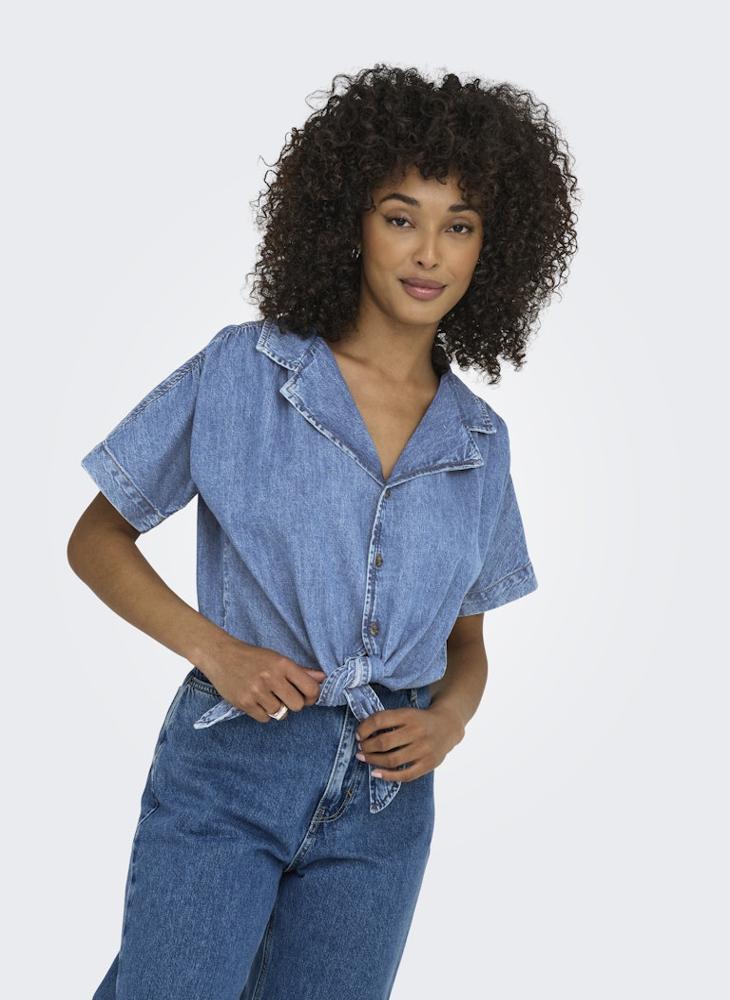 ONLY Knot Detail Cropped Shirt  - Image 3