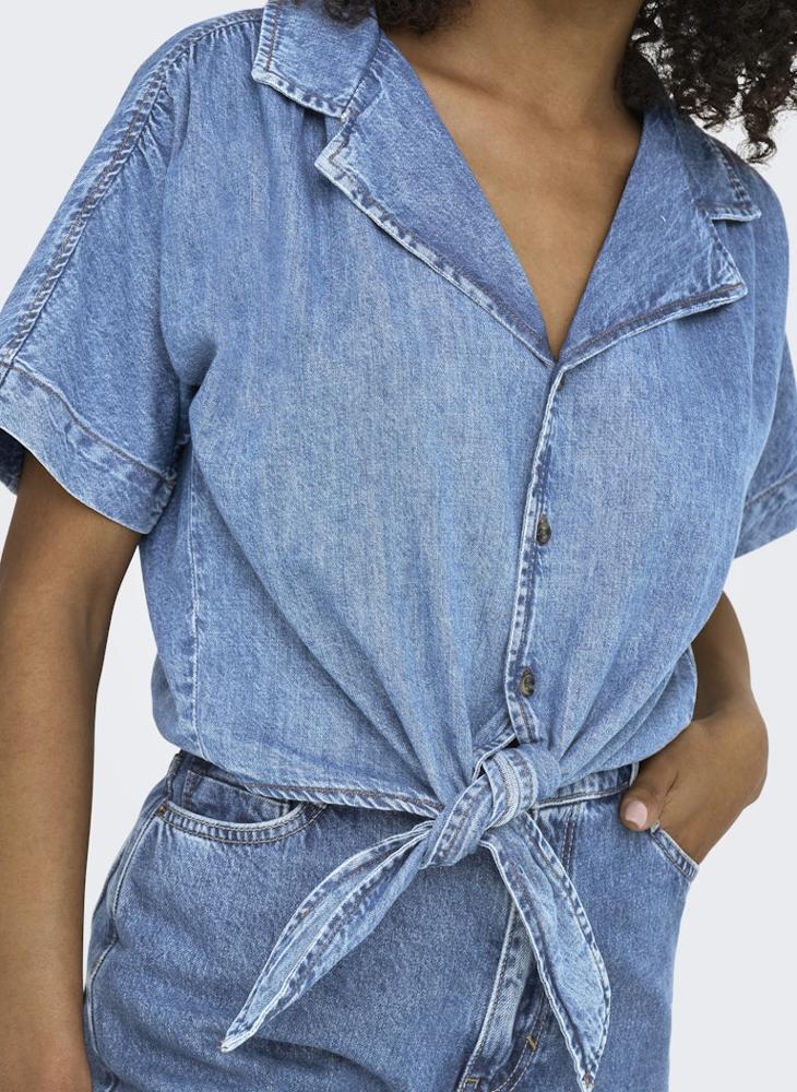 ONLY Knot Detail Cropped Shirt  - Image 4