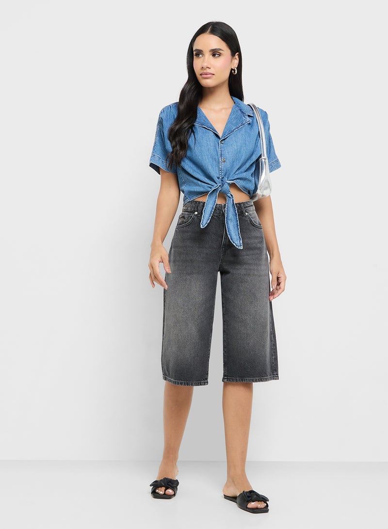 ONLY Knot Detail Cropped Shirt  - Image 4