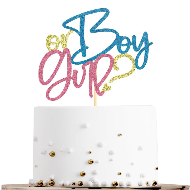Sotpot 1 Pack Boy or Girl Cake Topper Glitter Pink or Blue Cake Pick Gender Reveal Cake Decorations for Baby Shower Gender Reveal Theme Party Decorations Supplies - Image 2