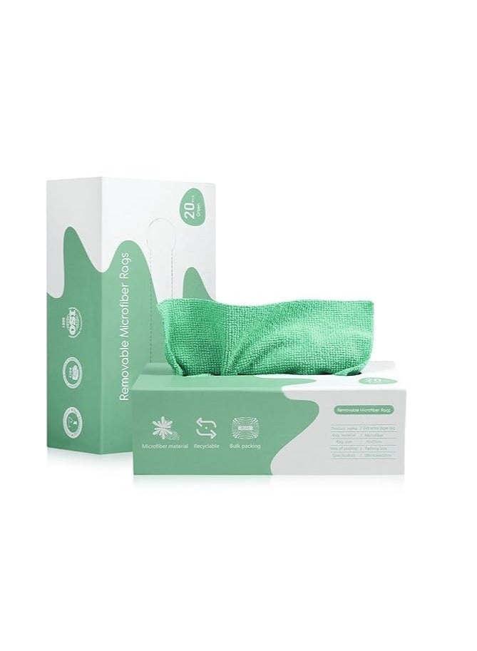Microfiber Cleaning Cloth Rags in A Box (20 Count) -7.9" x 7.9" Reusable Microfiber Towels for Cars - Edgeless Terry Towels,Small Microfiber Towel for Home, Kitchen (Pistachio colour) - Image 1