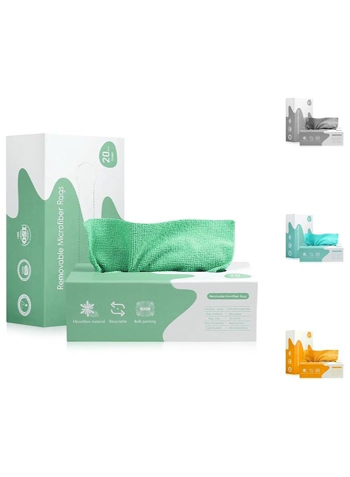 Microfiber Cleaning Cloth Rags in A Box (20 Count) -7.9" x 7.9" Reusable Microfiber Towels for Cars - Edgeless Terry Towels,Small Microfiber Towel for Home, Kitchen (Pistachio colour) - Image 4