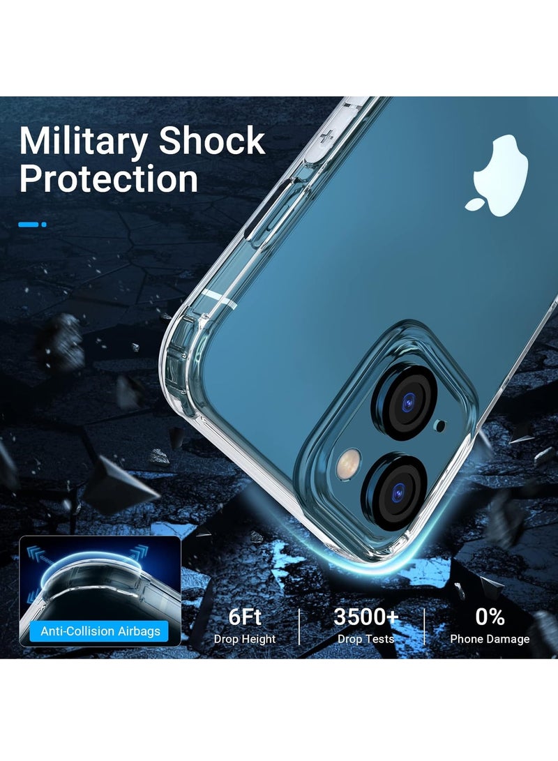 DUSALA [5 in 1 Designed for iPhone 13 Clear Case with Screen Protector[2 Pack] +Camera Lens Protector[2 Pack], Military Grade Drop Protection Transparent Cover 6.1 Inch - Image 3