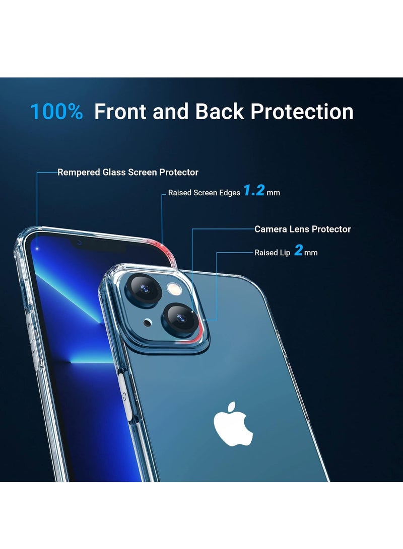 DUSALA [5 in 1 Designed for iPhone 13 Clear Case with Screen Protector[2 Pack] +Camera Lens Protector[2 Pack], Military Grade Drop Protection Transparent Cover 6.1 Inch - Image 4