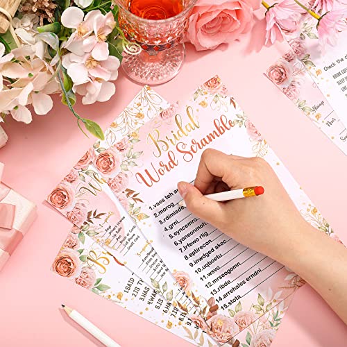 Teling 145 Pieces Bridal Shower Game Bridal Shower Favors Set Wedding Games Cards and Pencils for Bride Groom Bachelorette Party Wedding Party Favor(Pink Floral) - Image 2