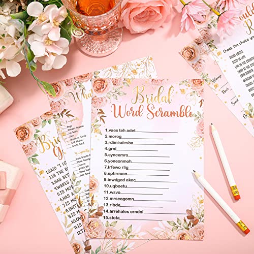Teling 145 Pieces Bridal Shower Game Bridal Shower Favors Set Wedding Games Cards and Pencils for Bride Groom Bachelorette Party Wedding Party Favor(Pink Floral) - Image 3