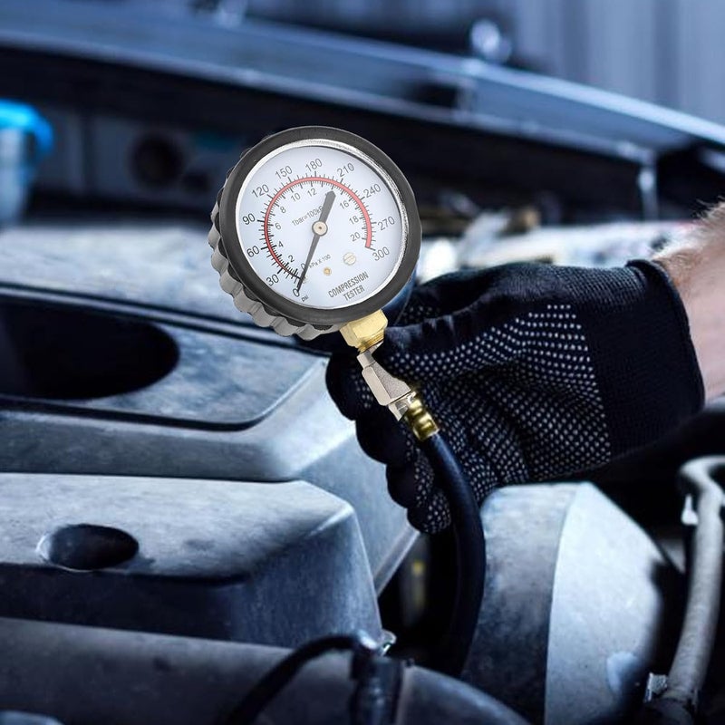 Engine Cylinder Compression Tester Kit 0 300psi Gauge Tool for Motorcycle Car Truck - Image 3