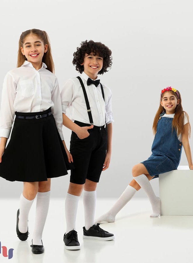 Hugh Ugoli Kids Bamboo School Socks | Knee High School Uniform Socks for Girls & Boys | Comfort Seam, 3 Pairs, White, 9-11 Years - Image 3