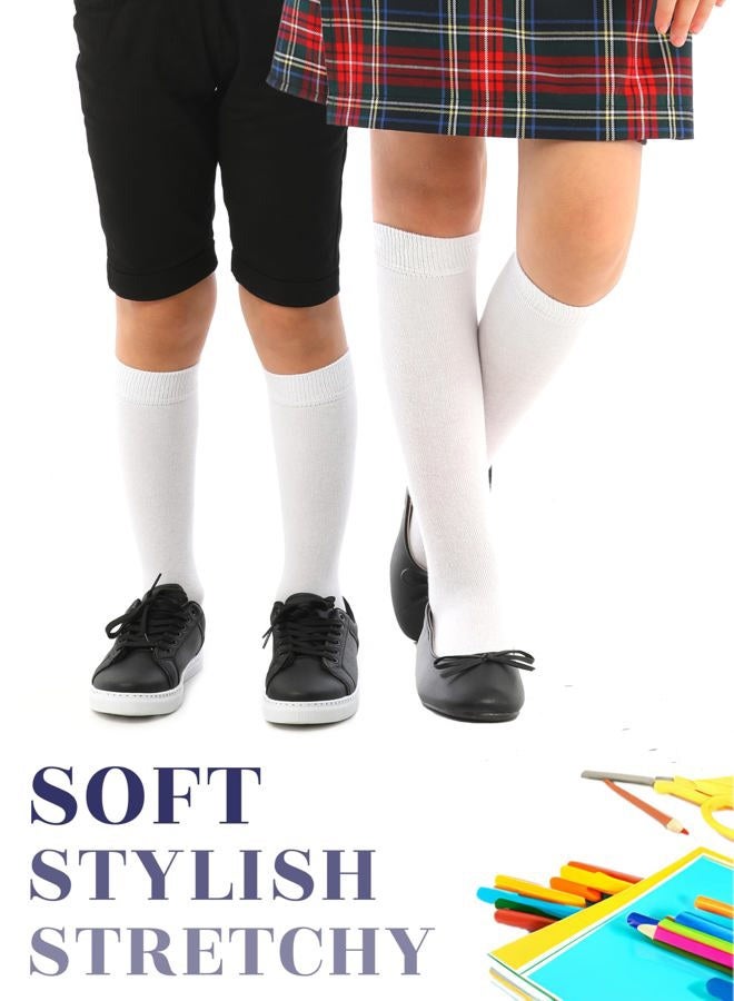 Hugh Ugoli Kids Bamboo School Socks | Knee High School Uniform Socks for Girls & Boys | Comfort Seam, 3 Pairs, White, 9-11 Years - Image 5