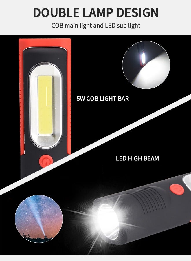 GROIC USB Rechargeable COB LED Work Light, Magnetic Portable LED Work Lamp, 230 Lumen Handheld Camping Light Emergency Flash Light for Workshop,Camping,Hiking and Emergency - Image 3