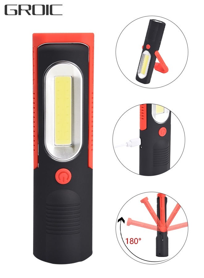 GROIC USB Rechargeable COB LED Work Light, Magnetic Portable LED Work Lamp, 230 Lumen Handheld Camping Light Emergency Flash Light for Workshop,Camping,Hiking and Emergency - Image 1
