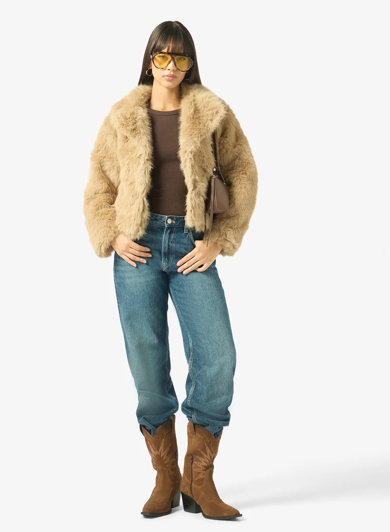 Ginger  Faux Fur Lapel Collar Jacket for Women | Best Price UAE
