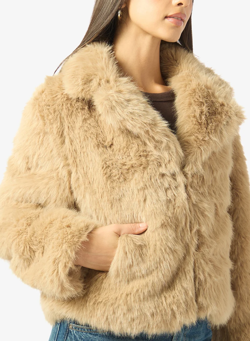 Ginger  Faux Fur Lapel Collar Jacket for Women | Best Price UAE