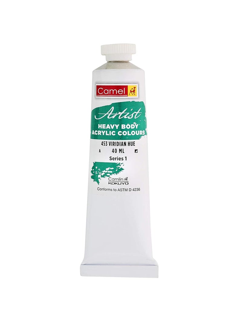 camel Camlin Artist Heavy Body Acrylic Colour Tubes 40ml Viridian Hue 453  - Image 1
