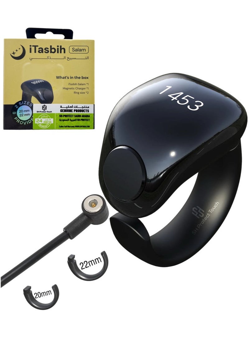 Zikr Ring Smart Tasbeeh Counter   iTasbih Ring - Salam Prayer timing reminder,OLED display,IPX67 Waterproof, Adjustable Ring (20mm Plus 22mm)  - Image 1