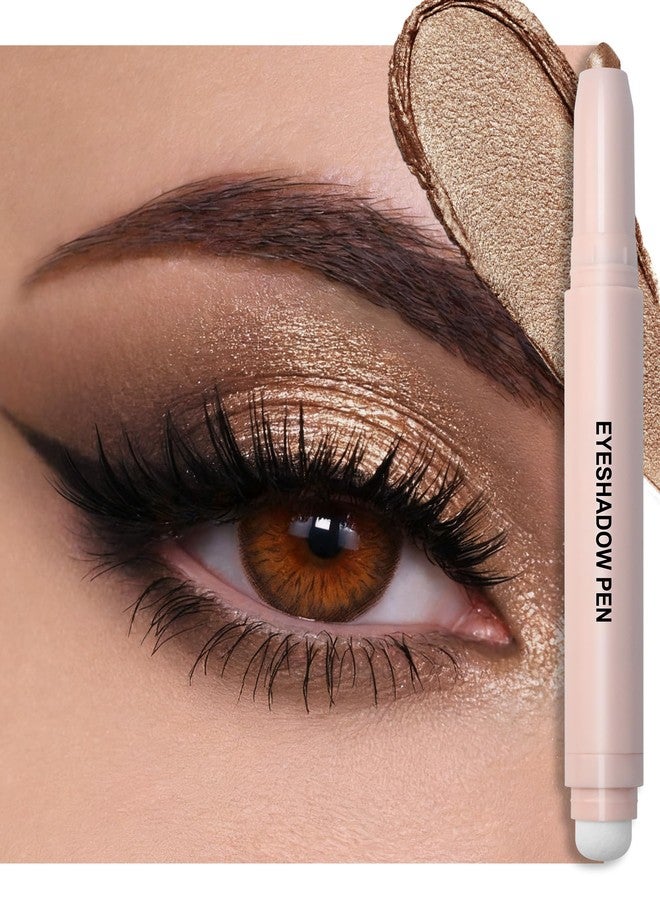 Lestpola Bronze Shimmer Eyeshadow Stick, Cream Eye Shadow Sticks, Waterproof Long Lasting, Easy Blendable Eyeshadow Pencil for Older Women, Eye Highlighter Crayon Makeup with Built-in Smudger & Sharpener-08 - Image 1
