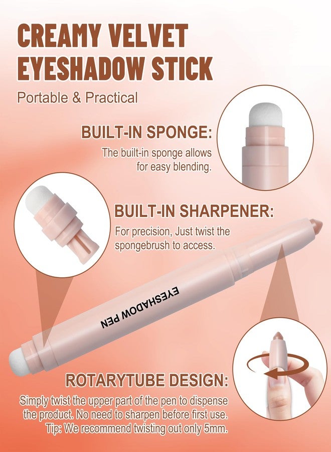 Lestpola Bronze Shimmer Eyeshadow Stick, Cream Eye Shadow Sticks, Waterproof Long Lasting, Easy Blendable Eyeshadow Pencil for Older Women, Eye Highlighter Crayon Makeup with Built-in Smudger & Sharpener-08 - Image 5