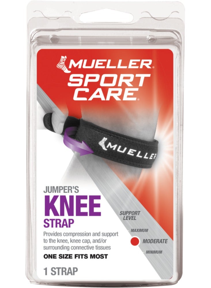 Mueller Sports Medicine Adjustable Max Knee Strap, Patella Tendon Support, for Men and Women, Black, One Size (Pack of 1) - Image 1