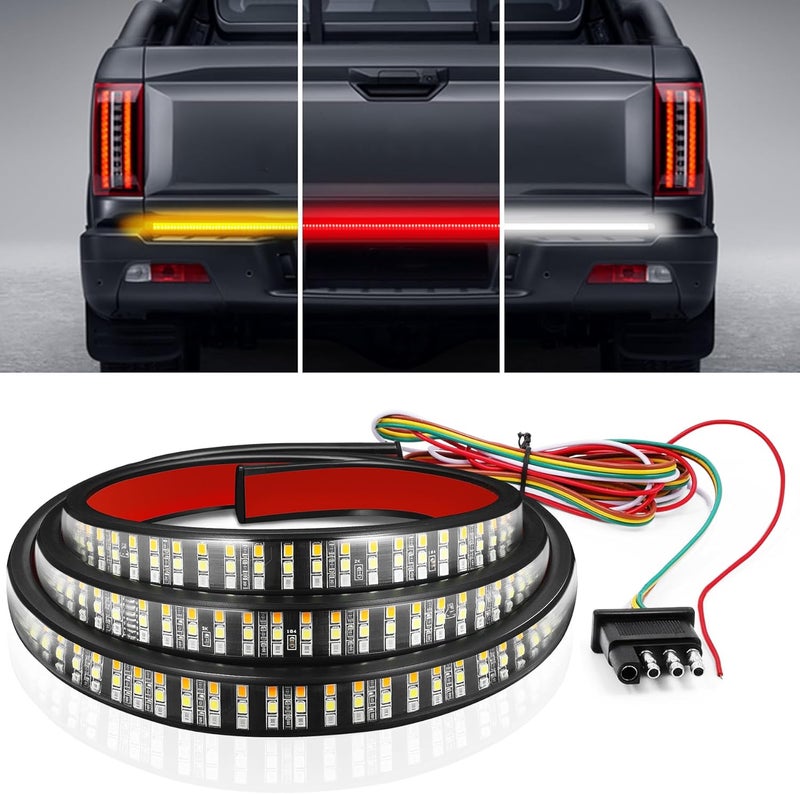 LivTee 60" LED Truck Tailgate Light Bar with Red Running Brake, White Reverse, Amber Turning Signals - Image 1