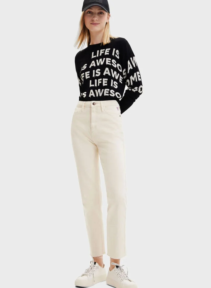 DESIGUAL Slogan Crew Neck Sweatshirt