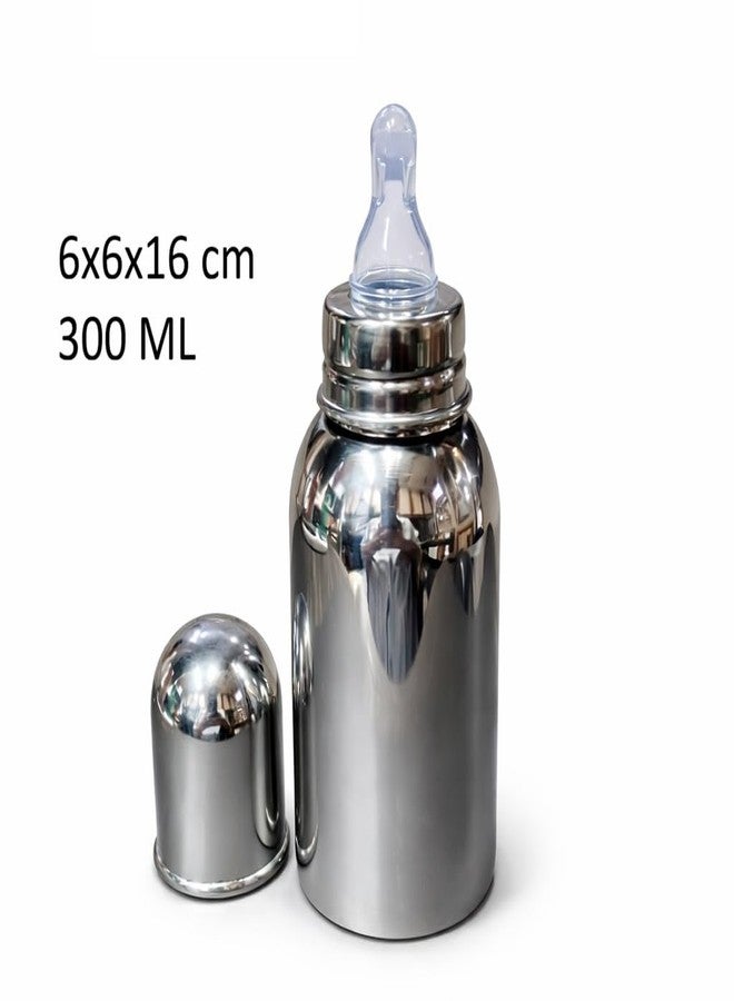 Dynore Baby Stainless Steel Feeding Bottle 300ml | Baby Milk Bottle with Advanced Anti Colic Valve, BPA Free, Soft Silicone Teat, Wide Neck for Babies/Infants/Newborns of 0-2 Years - Image 2