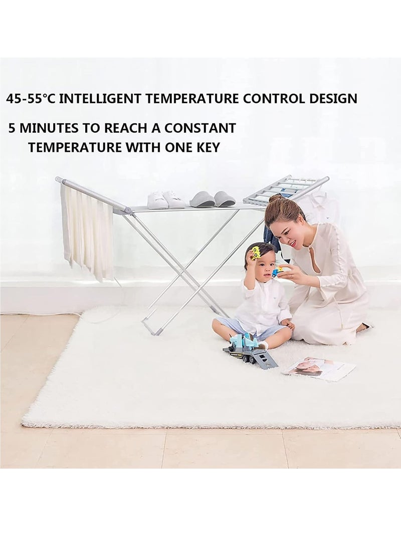 Meetion مجفف ملابس كهربائي مدفأ بـ 18 قضيب، مجفف ملابس داخلي منخفض الطاقة مع أجنحة قابلة للطي، حامل تجفيف المناشف للمنزل، الغسيل، الشقة، حماية من السخونة الزائدة - Image 3