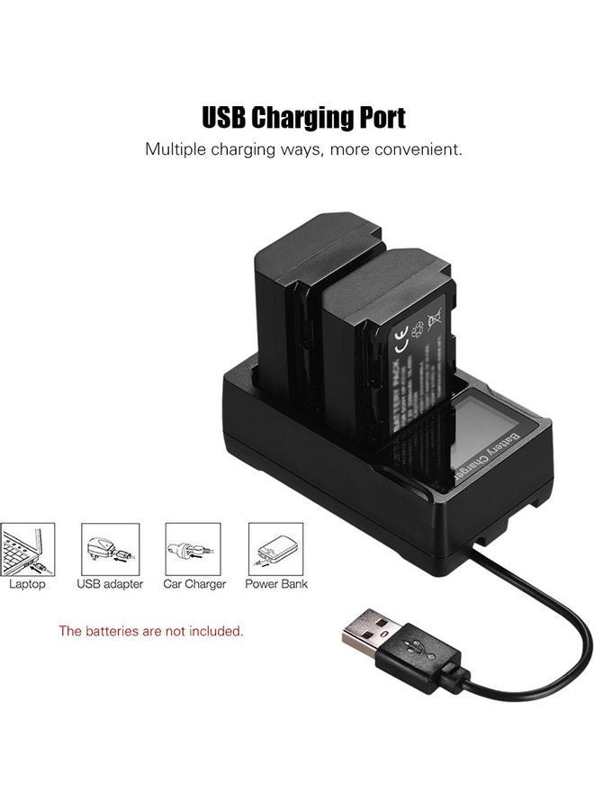 NIBEMINENT Portable Dual Slot USB Camera Battery Charger with LCD Display For Nikon EN-EL15 Batteries D7200/D7500/D500/D600/D750 Black  - Image 2