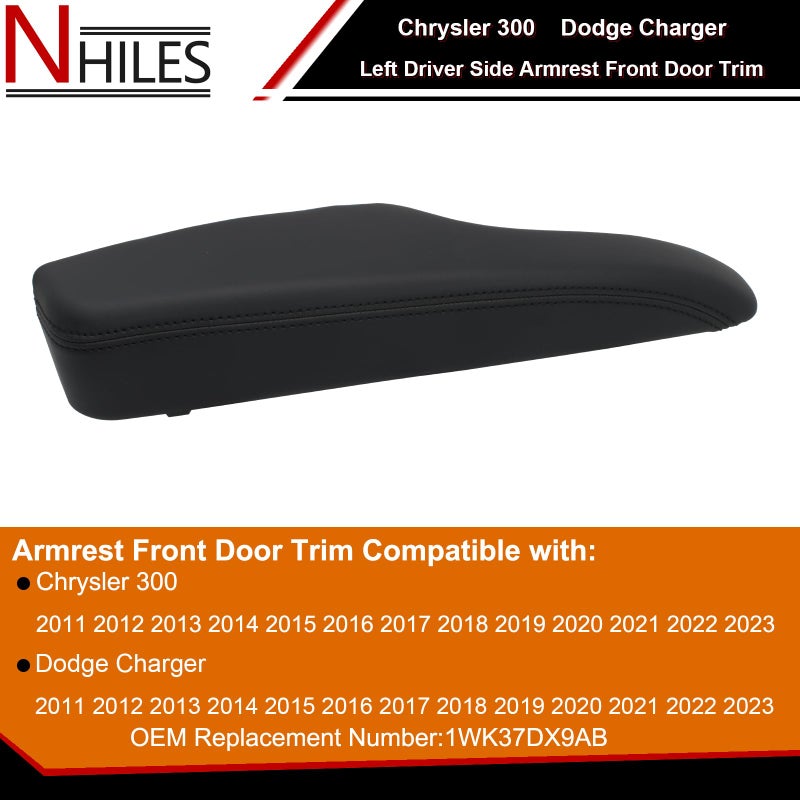 NHILES Left Driver Side Armrest Front Door Trim Compatible with Chrysler 300 Dodge Charger 2011-2023 Replaces# 1WK37DX9AB - Image 2