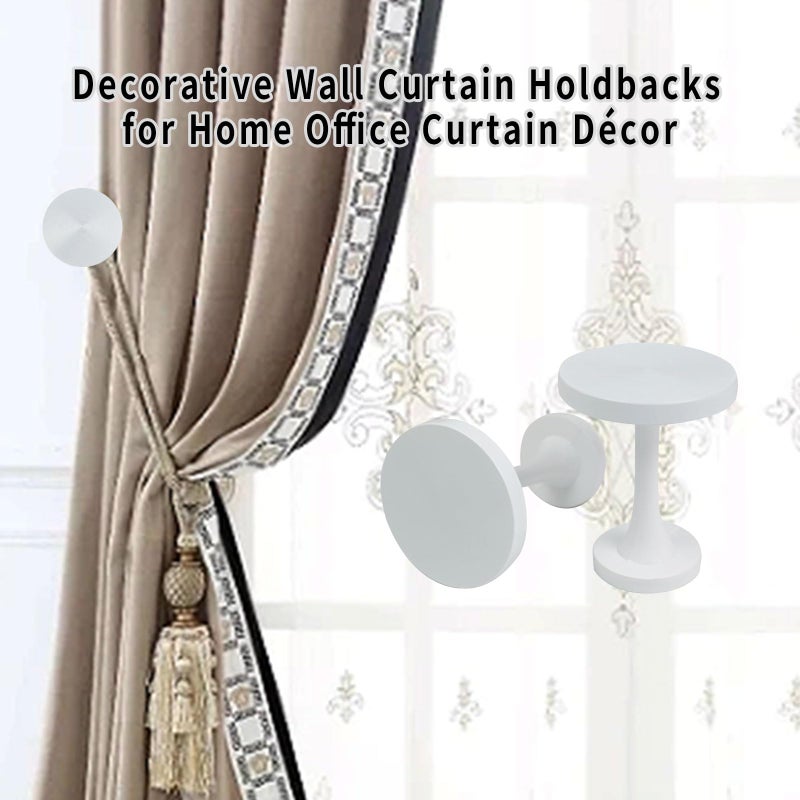 Shonmogar Curtain Tiebacks 2 Pack Curtain Holdbacks Zinc Alloy Curtain Tie Backs Wall Mounted with Screws, Decorative Curtain Hooks for Drapes Stylish White Curtain Holders for Home Office Decor - Image 5