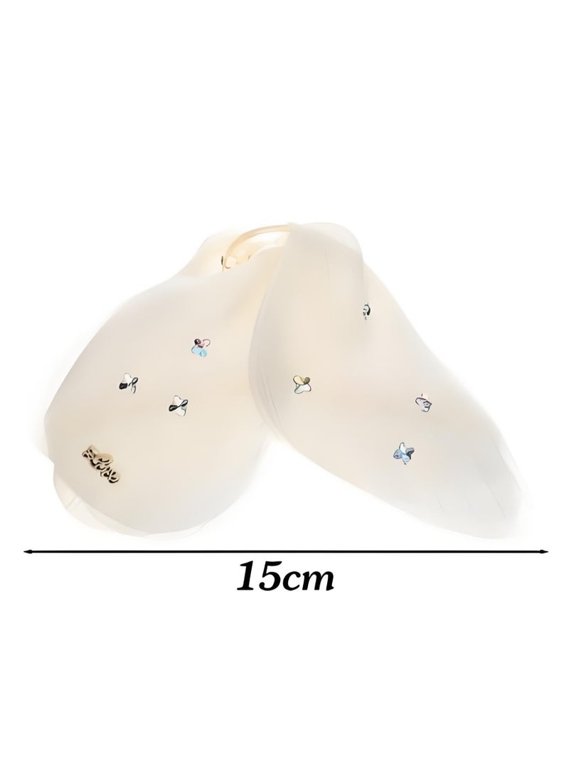 KHAJUL 1PCS Elegant Butterfly Hair Clip, Chiffon Wing Design with Crystals, Nonslip Jaw Clamp for All Hair Types (White) - Image 3