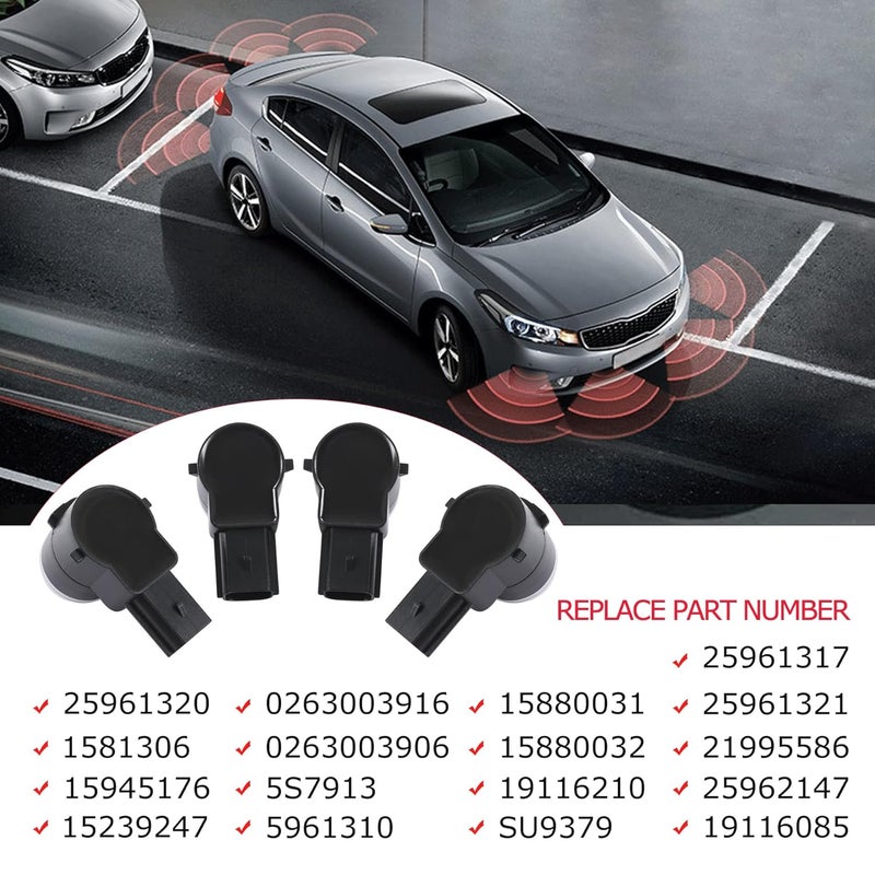 JDMSPEED New 15239247 Set Of 4 Pcs Rear Bumper Backup Parking Sensor w/O-ring 25961317 - Image 3