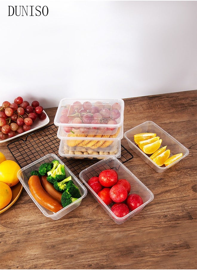 DUNISO 40-Pieces，1000 ml Thickened Meal Prep Containers,Reusable Heatable Food Storage Circular Containers WIth Lids For Packing,Storage,17*11*6.5CM,Clear  - Image 1