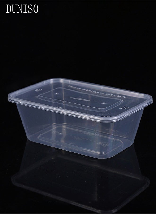 DUNISO 40-Pieces，1000 ml Thickened Meal Prep Containers,Reusable Heatable Food Storage Circular Containers WIth Lids For Packing,Storage,17*11*6.5CM,Clear  - Image 2
