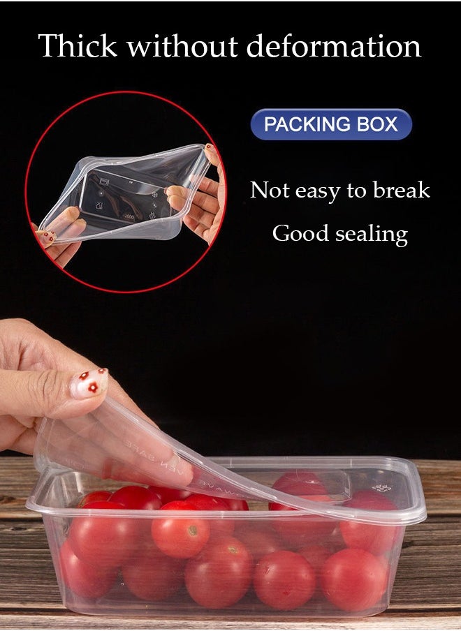 DUNISO 40-Pieces，1000 ml Thickened Meal Prep Containers,Reusable Heatable Food Storage Circular Containers WIth Lids For Packing,Storage,17*11*6.5CM,Clear  - Image 5