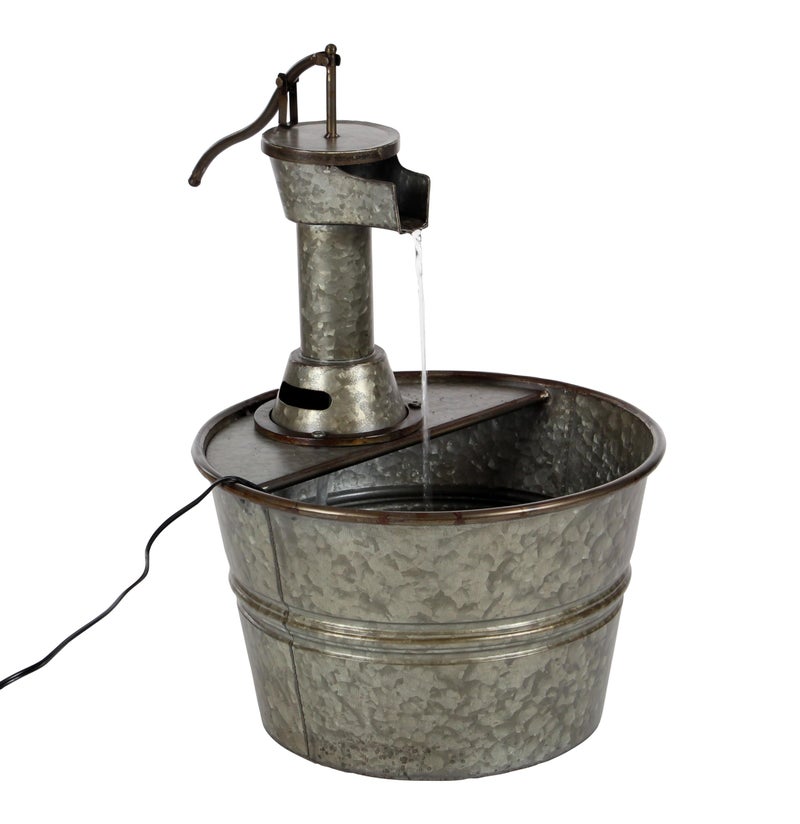 Deco 79 Deco 79 Metal Fountain with Pump Style Faucet 15 x 17 x 18 Gray 