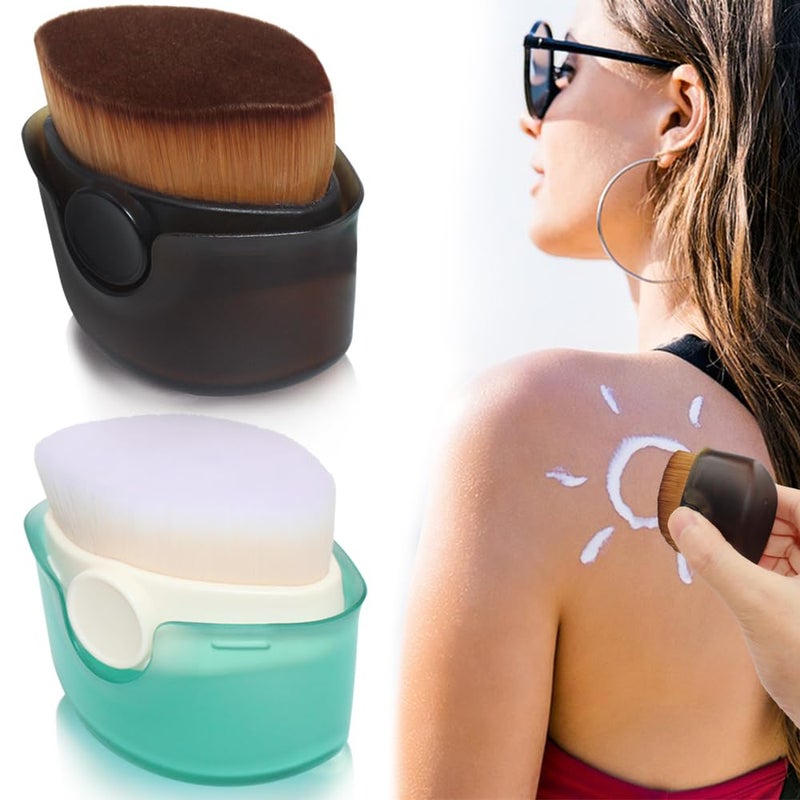 دانزي إكس 2 Pack Sunblock Buddy Brush Set with Protective Caps,  Sunscreen Applicator for Kids, for Sunscreen, Suncream and Lotions - White + Brown - Image 1