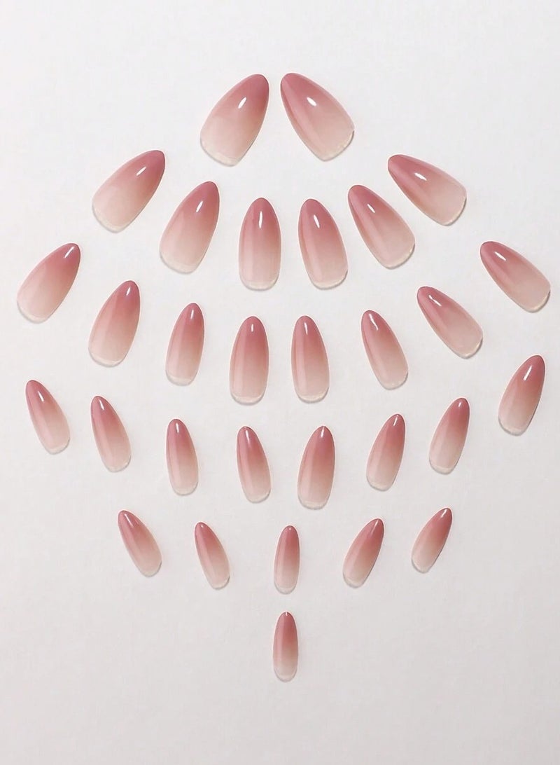 Reusable Almond-Shaped Press-On Nails with Nail File - 30 Pieces - Image 2