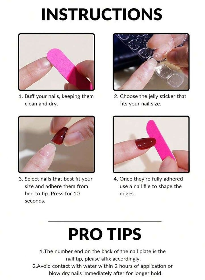 Reusable Almond-Shaped Press-On Nails with Nail File - 30 Pieces - Image 4