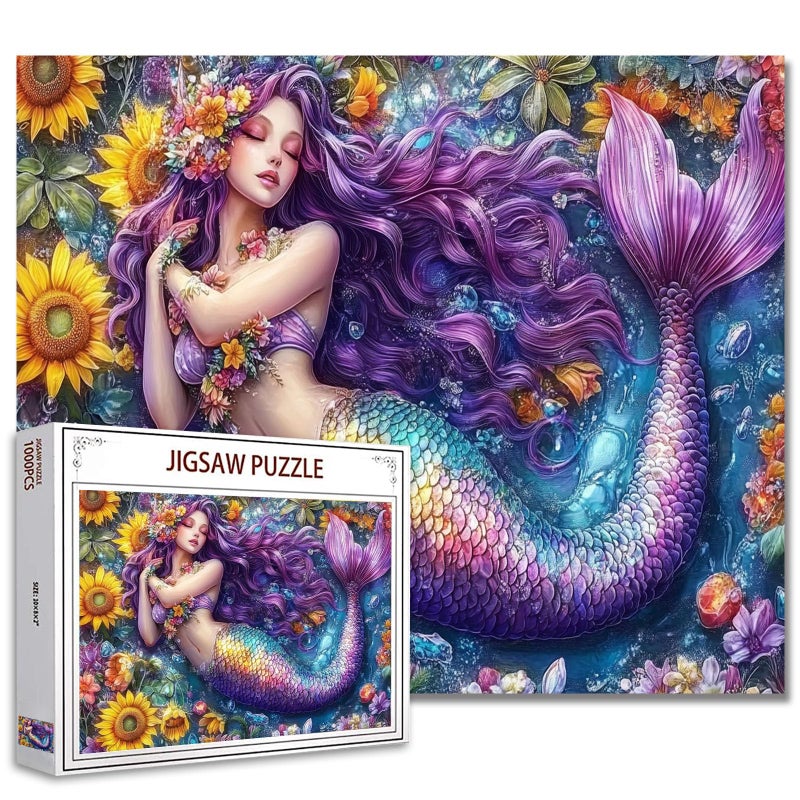 Tucocoo 1000 Piece Jigsaw Puzzles for AdultsBeautiful Purple Mermaid Jigsaw PuzzlesDreamlike Female Mermaid Scenery PuzzleChallenging Family Activity for Game NightsWoman Puzzle Decor - Image 3