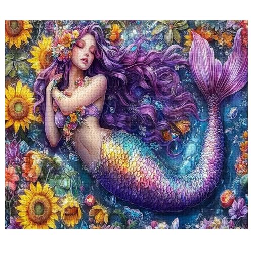 Tucocoo 1000 Piece Jigsaw Puzzles for AdultsBeautiful Purple Mermaid Jigsaw PuzzlesDreamlike Female Mermaid Scenery PuzzleChallenging Family Activity for Game NightsWoman Puzzle Decor - Image 5
