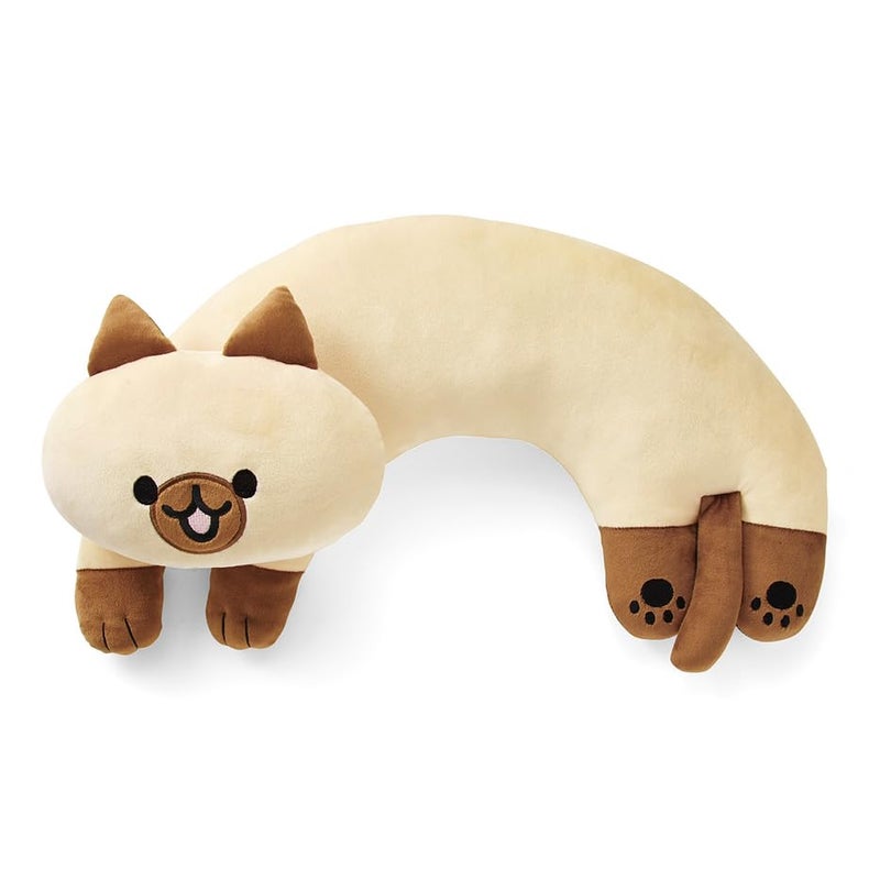 Furvana UShaped Cat Plush Pillow Cute Plushies 20 Ultrasoft Cat Stuffed Animal Birthday Gift Brown - Image 1