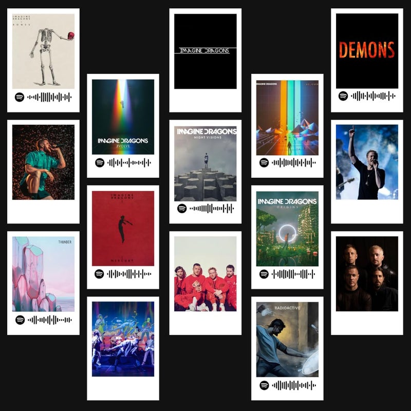 Funk You Store Imagine Dragon Poster | Imagine Dragon Mini Posters Kit (Set of 15) | Believer, Demons Compact Size (8 x 6 cm) Posters for Phone Accessories, Bedroom, Office, Living room - Image 1