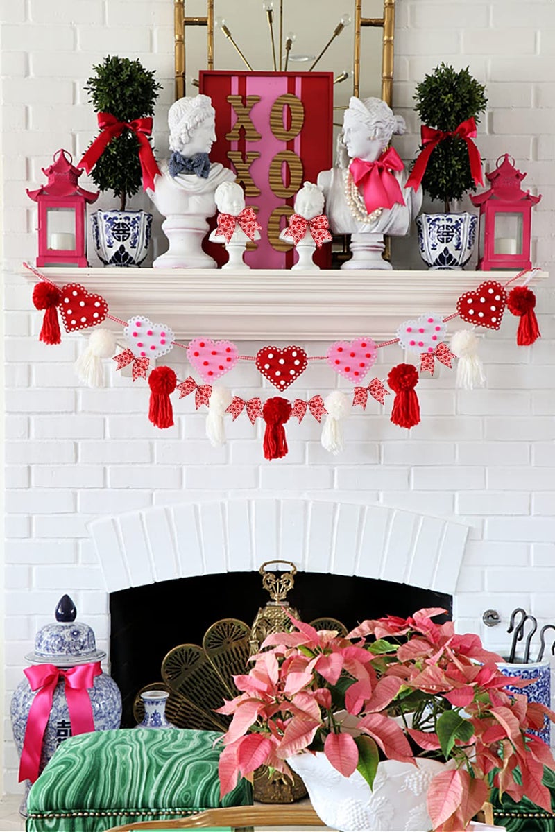 ABTOLS 10pcs Valentine's Day Bows for Wreath, Red Plaid Wreath Bows Valentine Heart Bows for Front Door, Wedding Romance Burlap Ornament Tree Topper Bows for Anniversary Indoor Outdoor Decor - Image 5