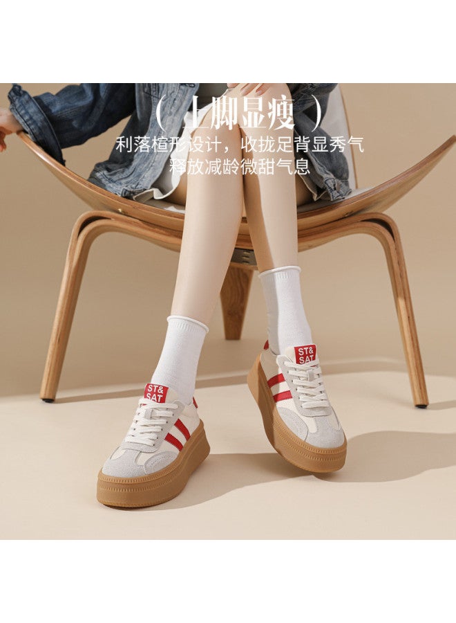 St&Sat Saturday Thick Sole Height-increasing Training Shoes 26 Spring Comfortable Casual Sneakers Trendy Fashion Versatile Leisure White Shoes Women - Image 5