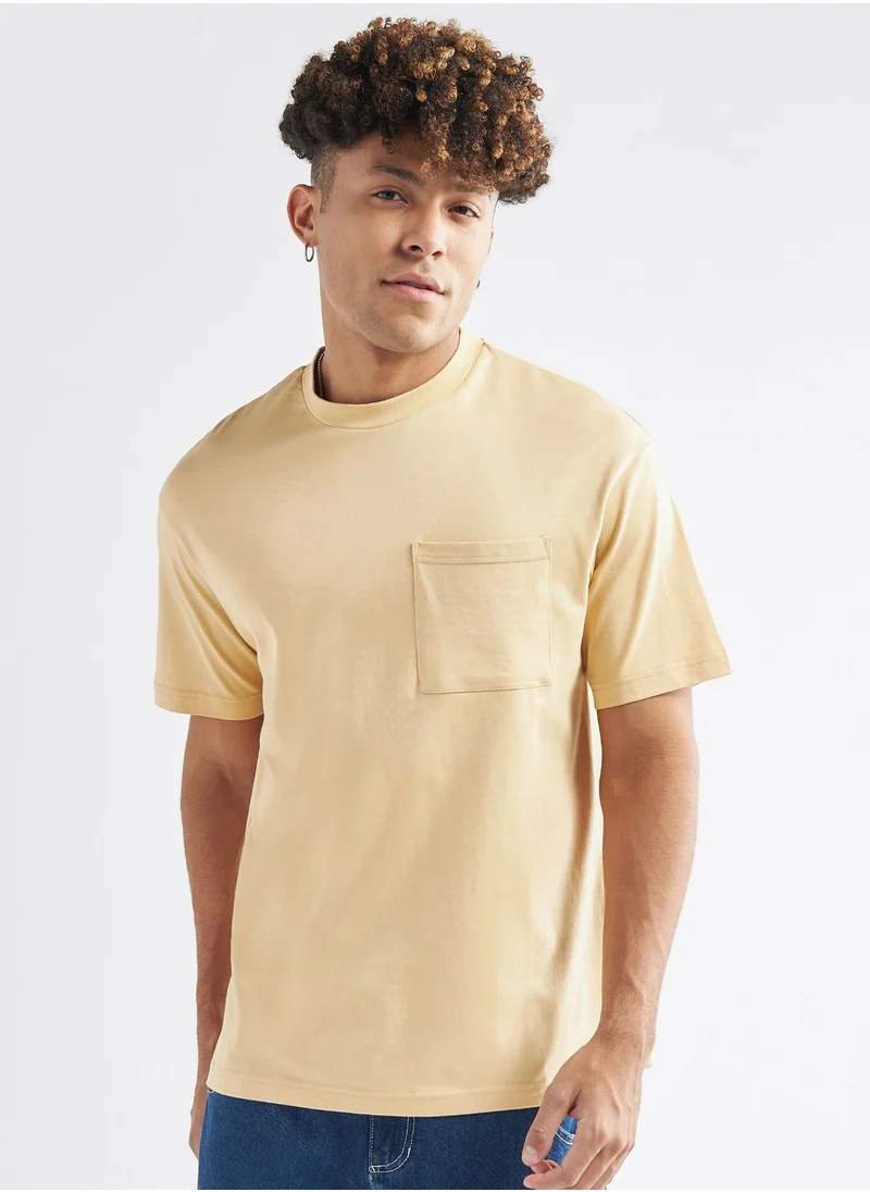 فاف Solid Crew Neck Oversized T-Shirt